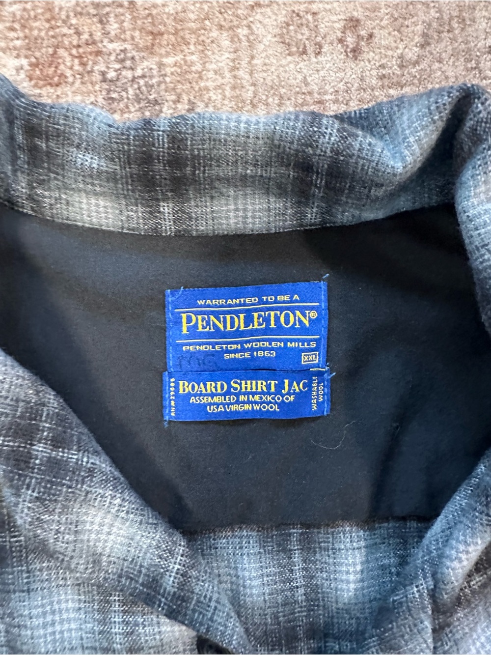 Pendleton Black and Gray Plaid Wool Board Shirt Jacket - Picture 2 of 3